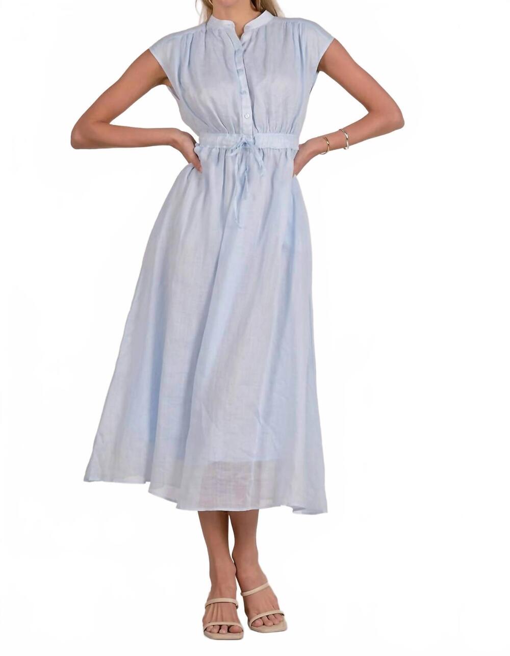 NEW ELAN chateau days tie waisted dress in blue